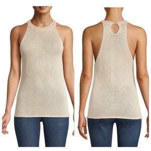 Joie Beige Linen Blend Crochet Knit Halter Top